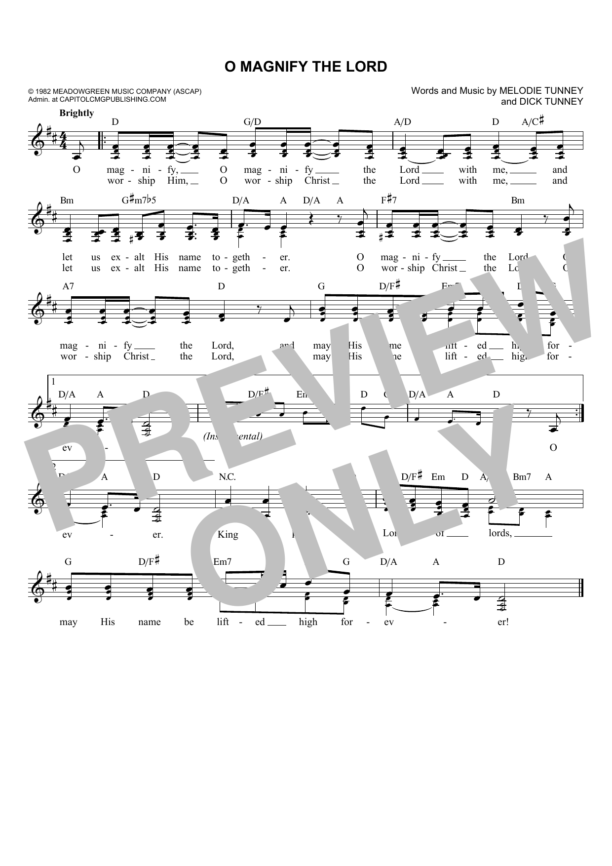 Dick Tunney O Magnify The Lord Sheet Music