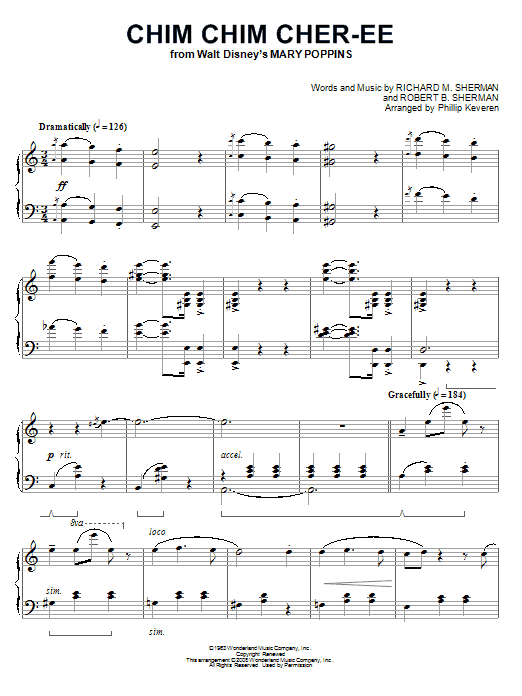 Dick Van Dyke Chim Chim Cher-ee [Classical version] (from Mary Poppins) (arr. Phillip Keveren) Sheet Music