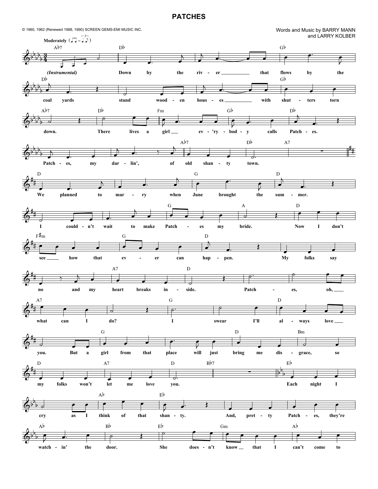 Dickey Lee Patches Sheet Music