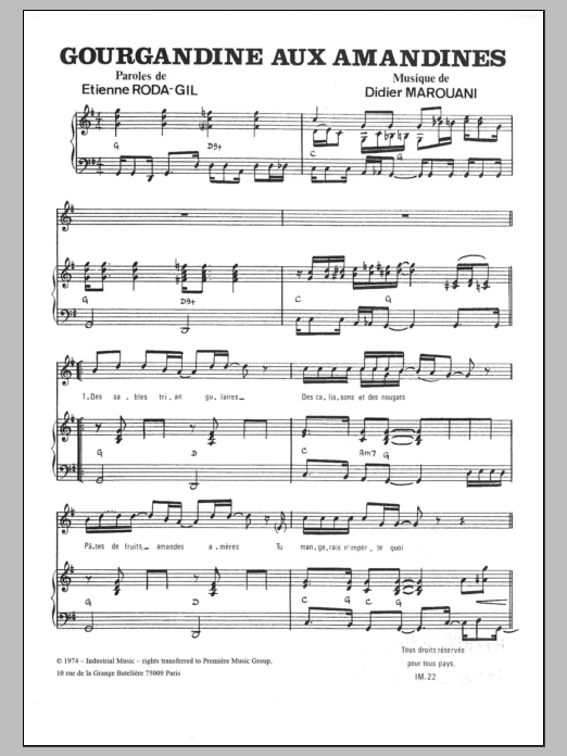 Didier Marouani Gourgandine Aux Amandines Sheet Music