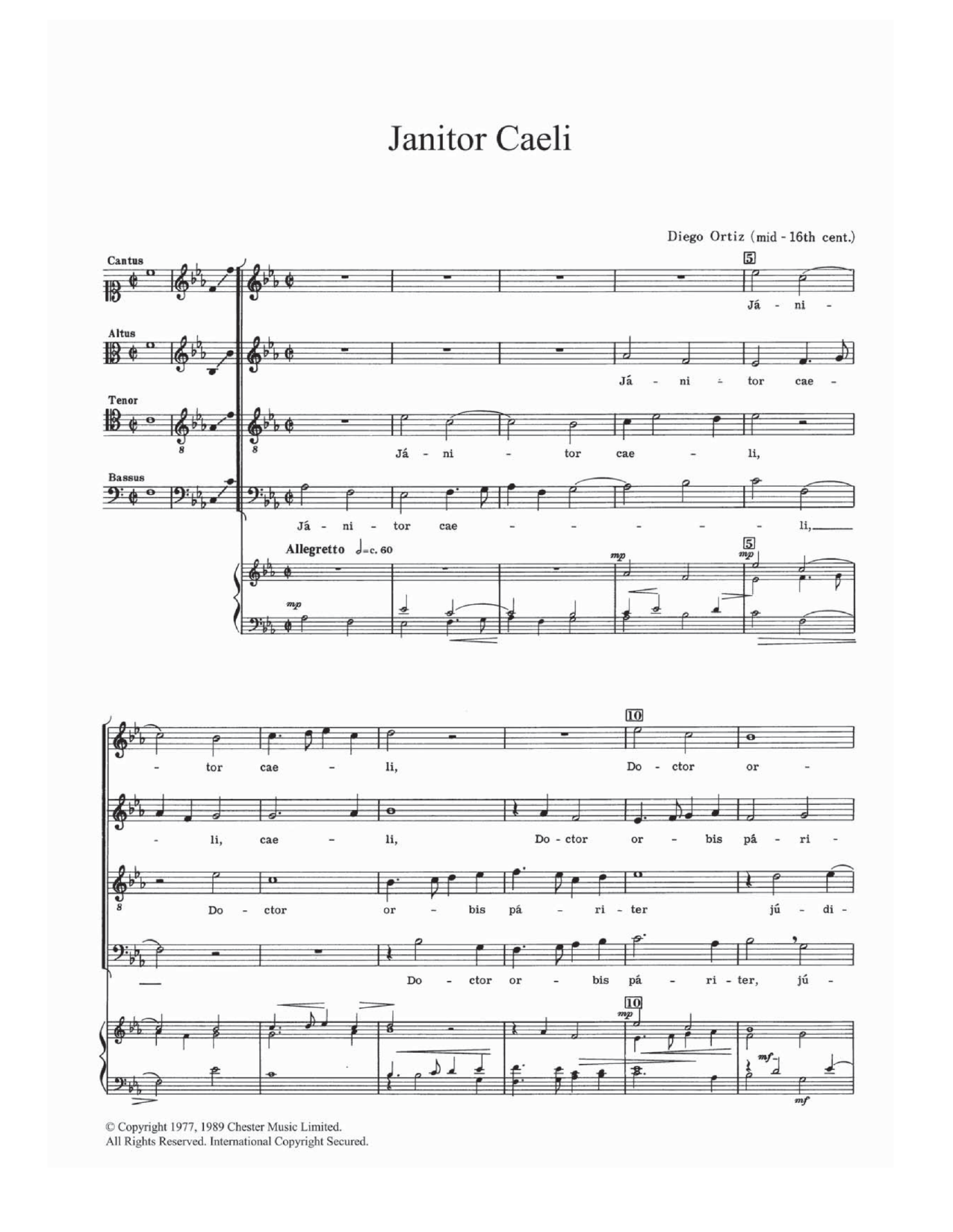 Diego Ortiz Janitor Caeli Sheet Music