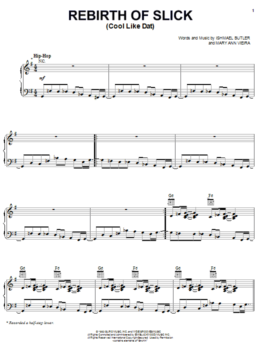 Digable Planets Rebirth Of Slick (Cool Like Dat) Sheet Music