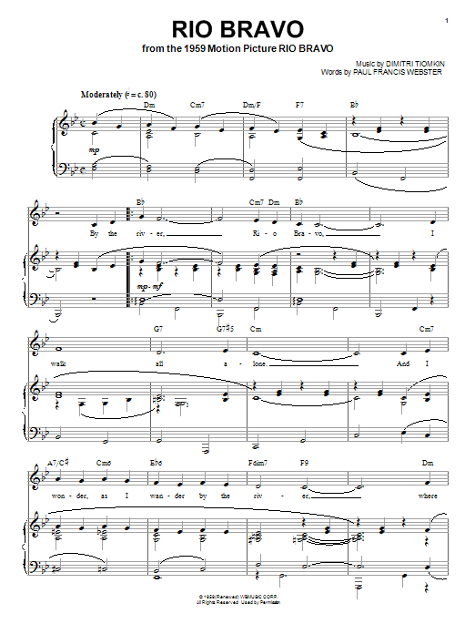 Dimitri Tiomkin Rio Bravo Sheet Music