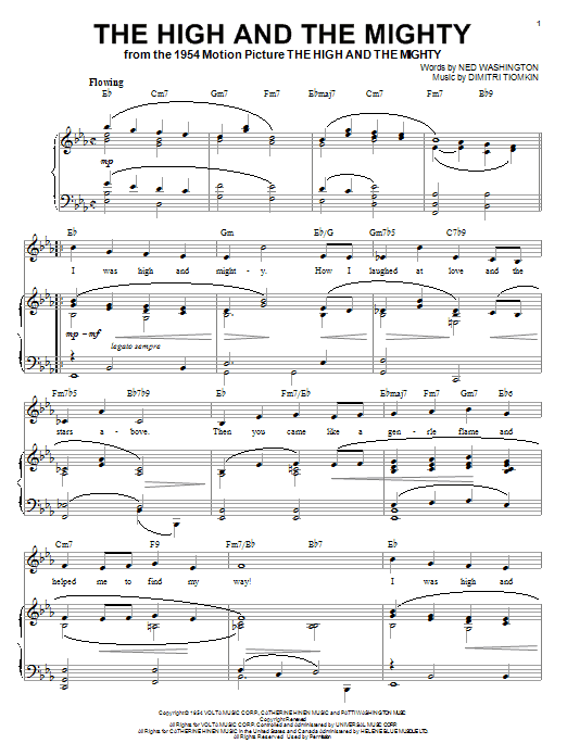 Dimitri Tiomkin The High And The Mighty Sheet Music