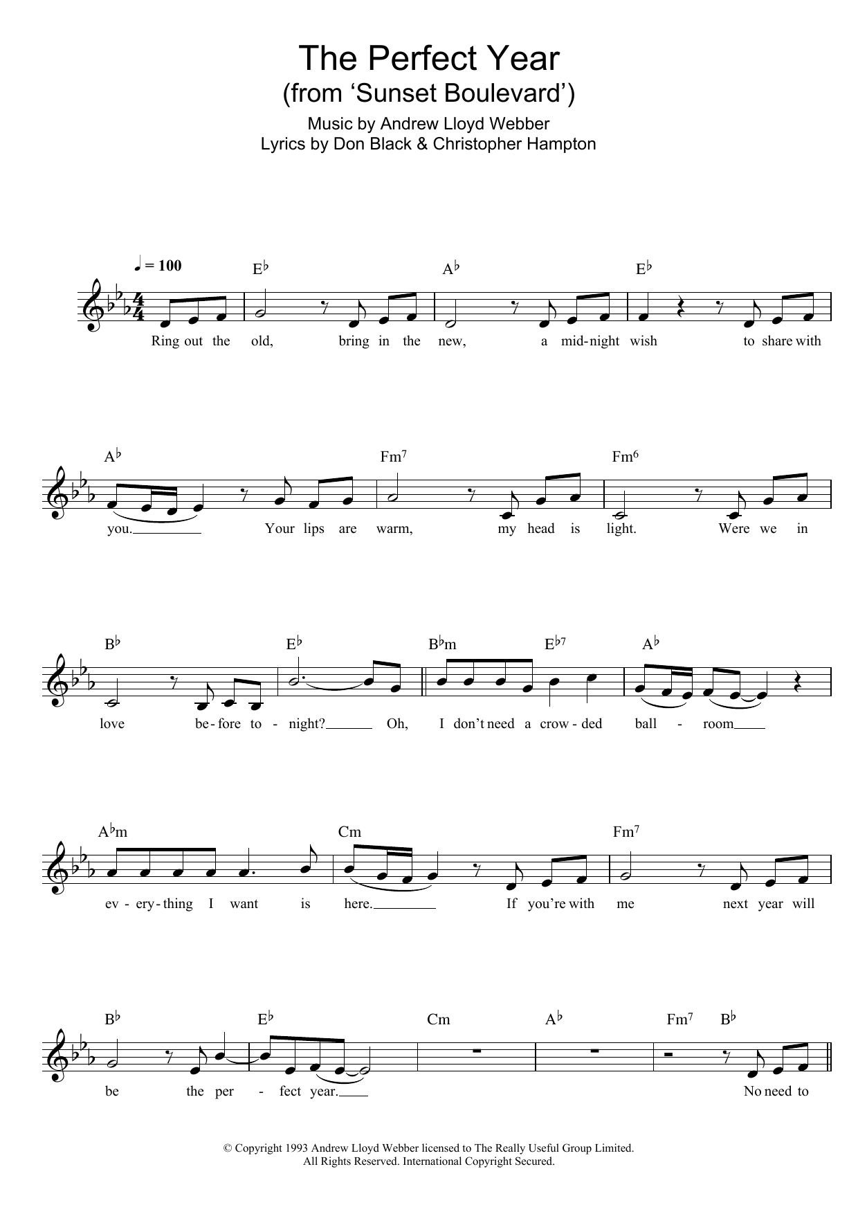 Dina Carroll The Perfect Year (from Sunset Boulevard) Sheet Music