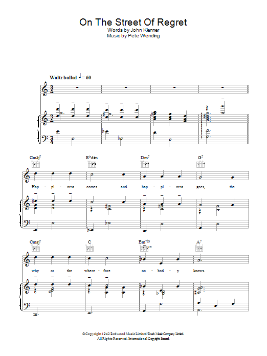 Dinah Washington On The Street Of Regret Sheet Music