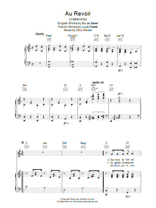 Dino Oliveri Au Revoir Sheet Music