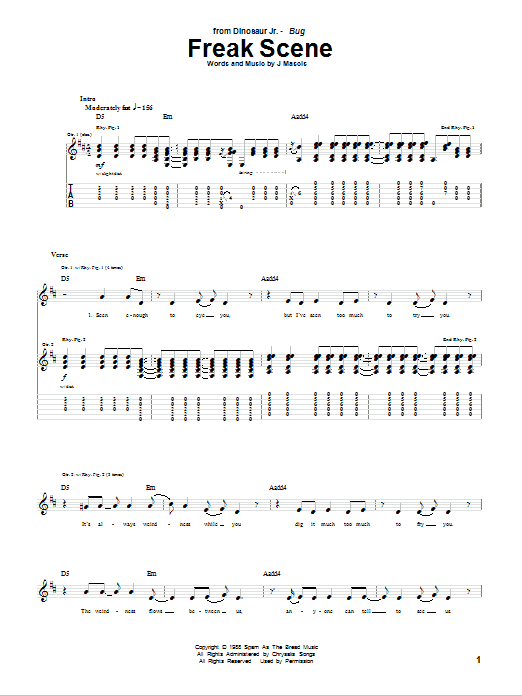 Dinosaur Jr. Freak Scene Sheet Music