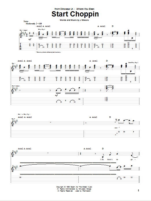 Dinosaur Jr. Start Choppin Sheet Music