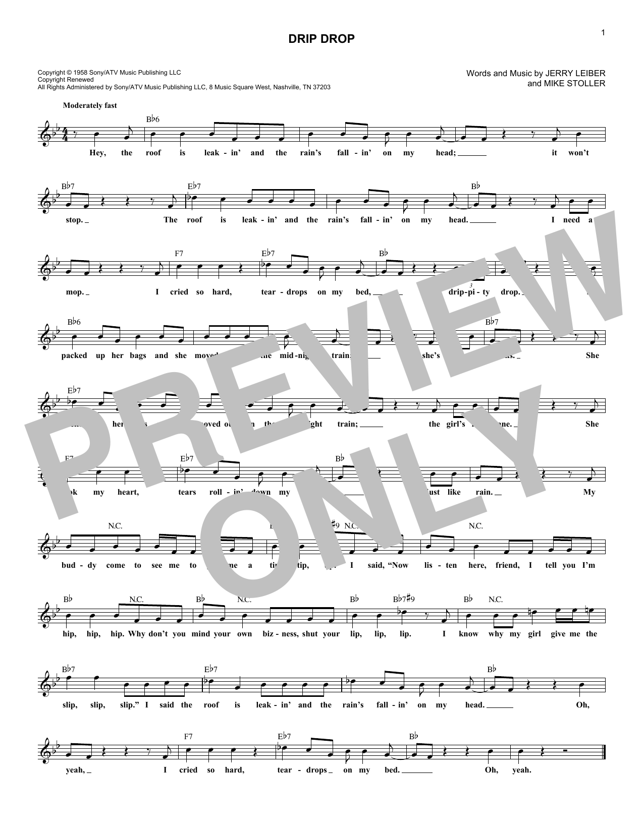 Dion Drip Drop Sheet Music
