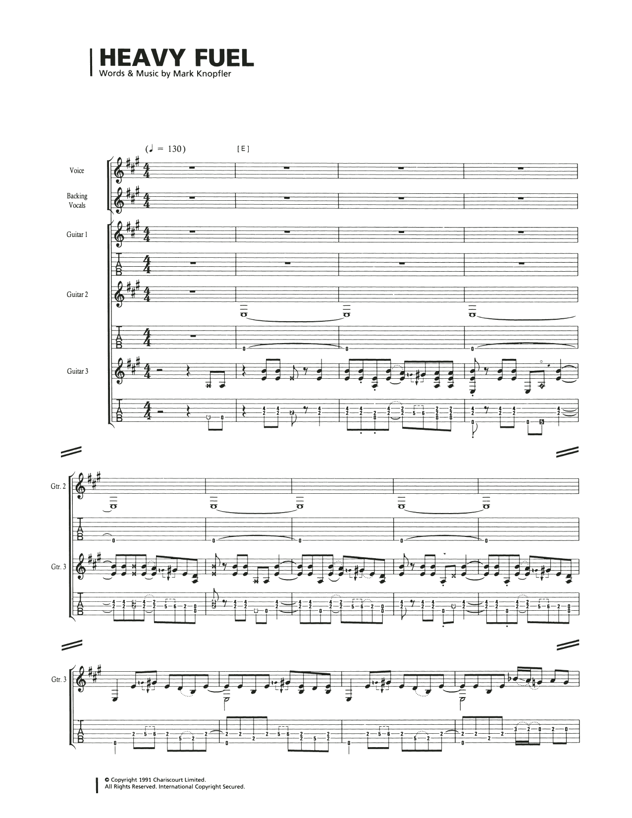 Dire Straits Heavy Fuel Sheet Music