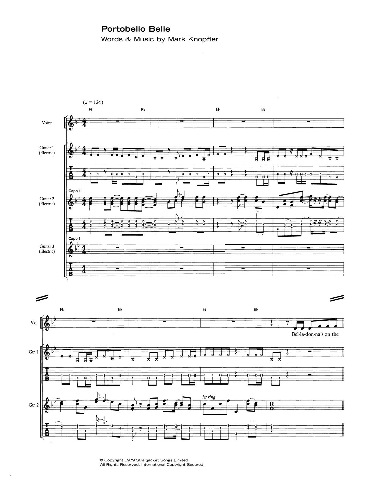 Dire Straits Portobello Belle Sheet Music