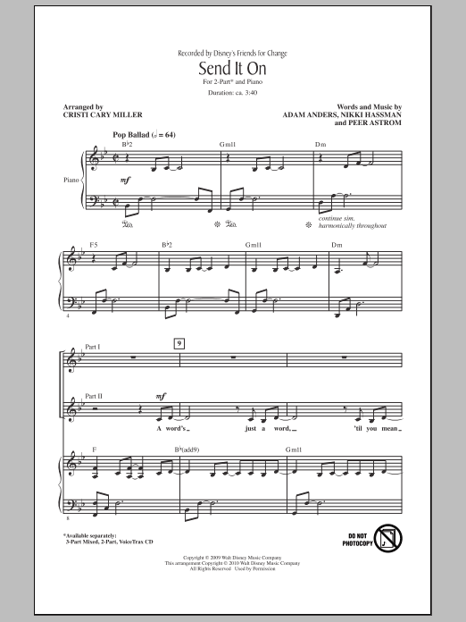 Disney's Friends for Change Send It On (arr. Cristi Cary Miller) Sheet Music