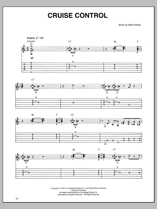 Dixie Dregs Cruise Control Sheet Music