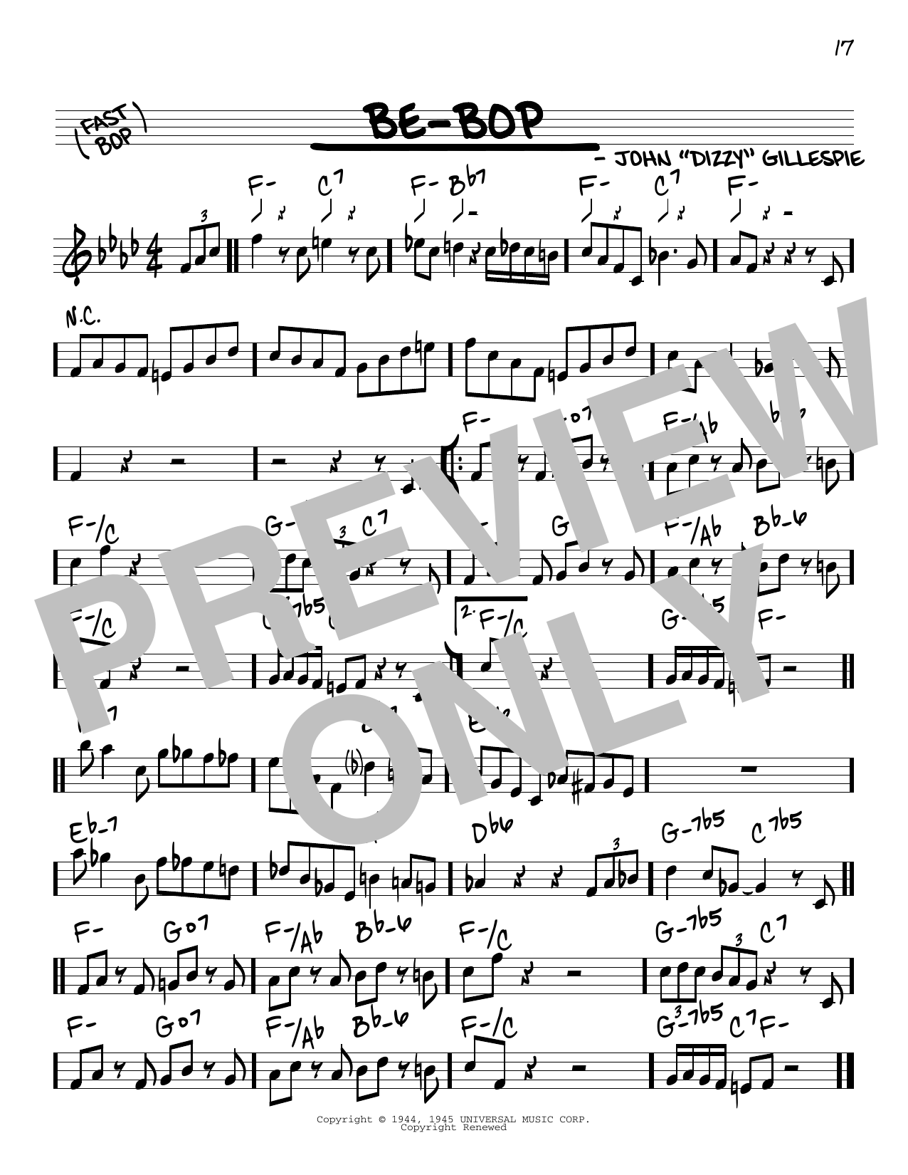 Dizzy Gillespie Be-Bop Sheet Music