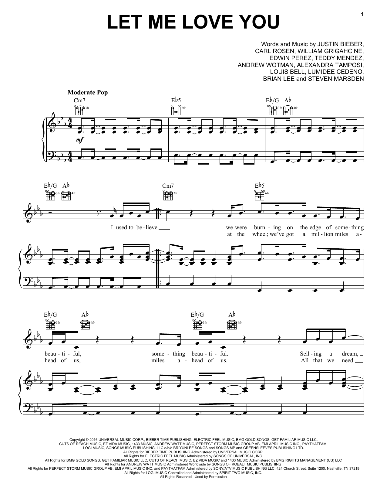 DJ Snake featuring Justin Bieber Let Me Love You Sheet Music