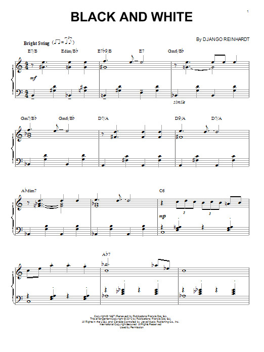 Django Reinhardt Black And White (arr. Brent Edstrom) Sheet Music