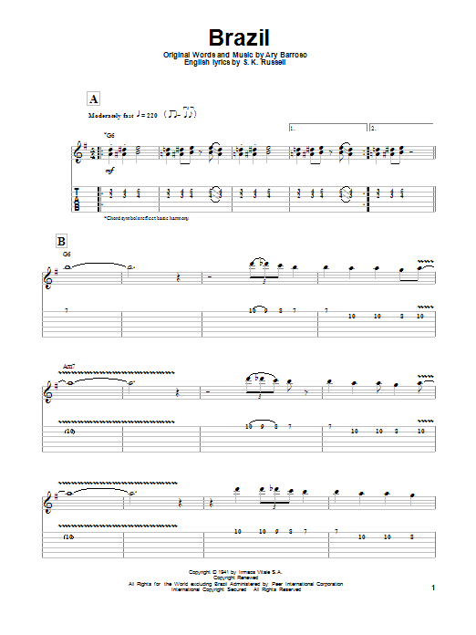Django Reinhardt Brazil Sheet Music