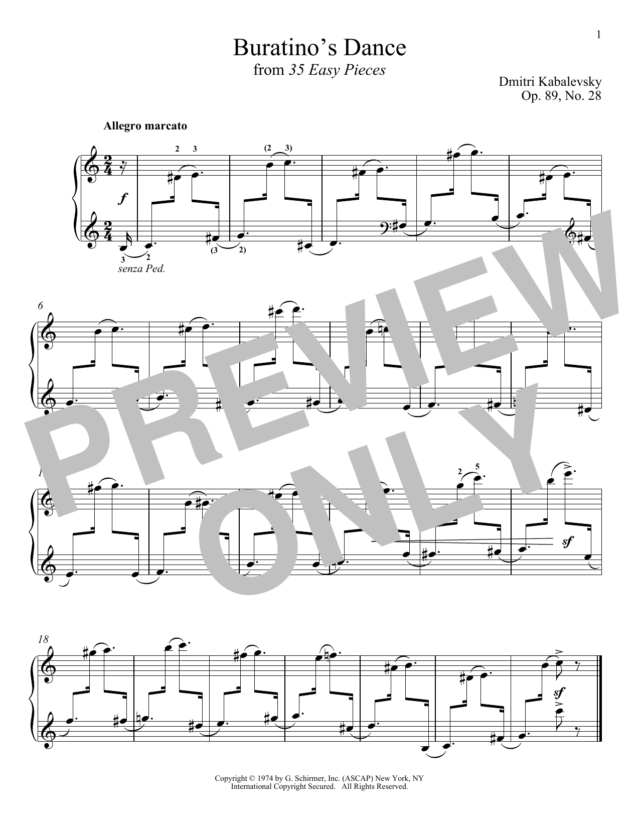 Dmitri Kabalevsky Buratino's Dance Sheet Music