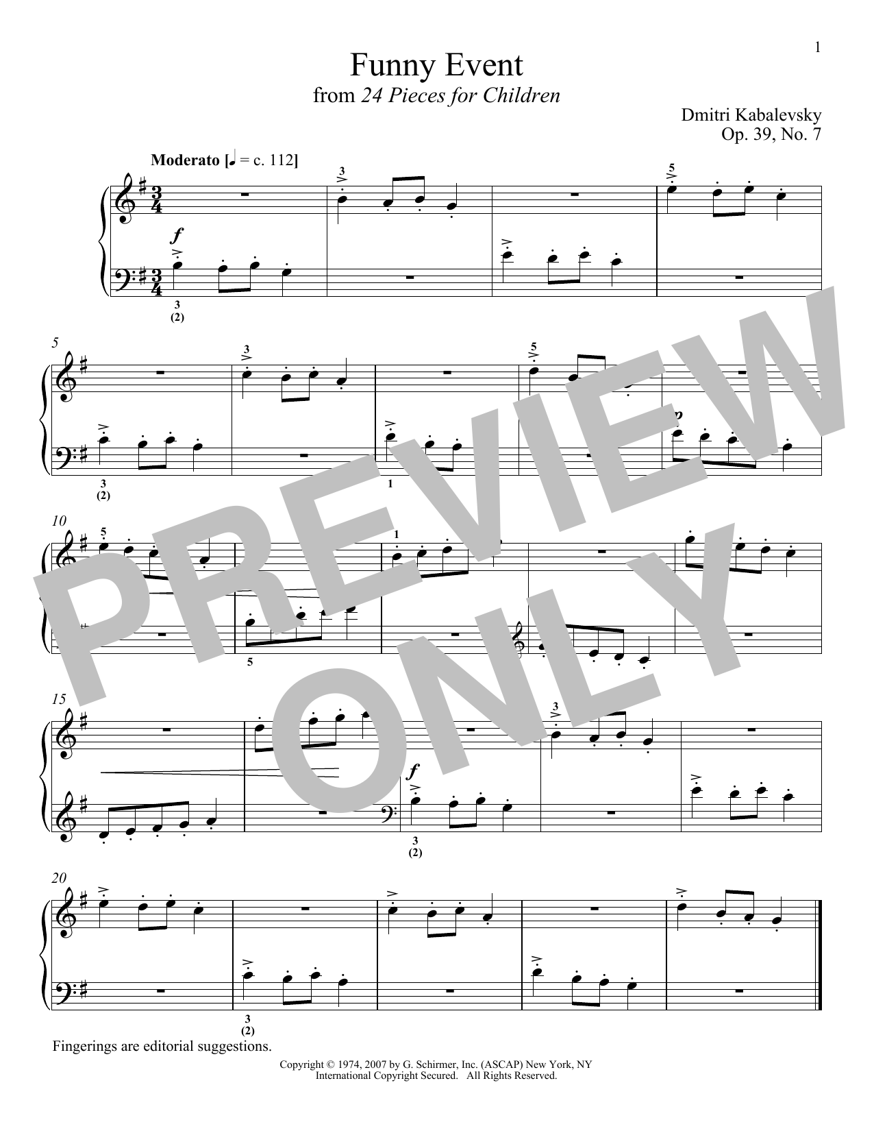 Dmitri Kabalevsky Funny Event, Op. 39, No. 7 Sheet Music