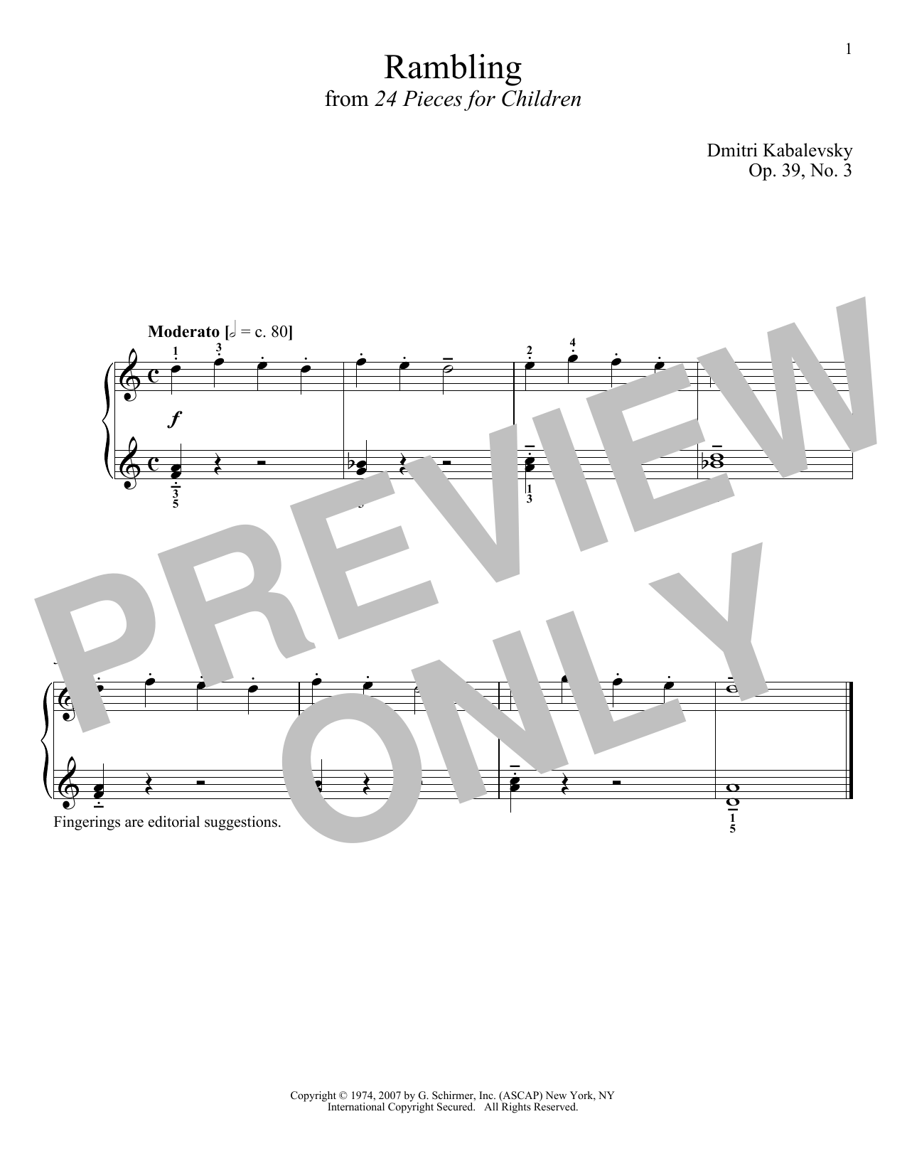 Dmitri Kabalevsky Rambling, Op. 39, No. 3 Sheet Music