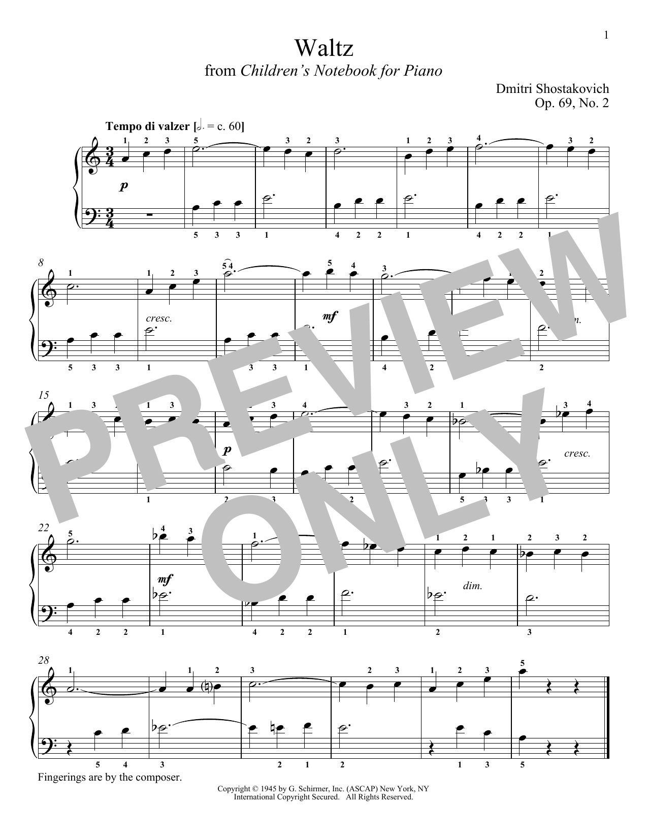 Dmitri Shostakovich Waltz, Op. 69, No. 2 Sheet Music