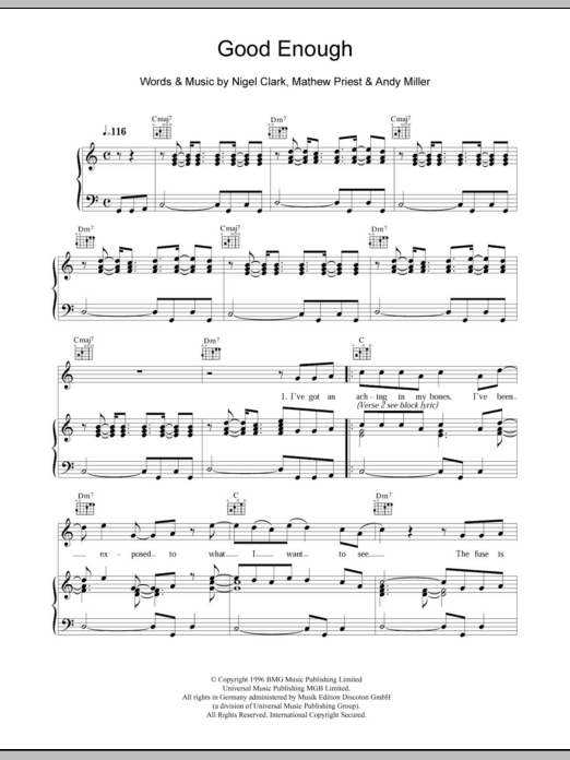 Dodgy Good Enough Sheet Music