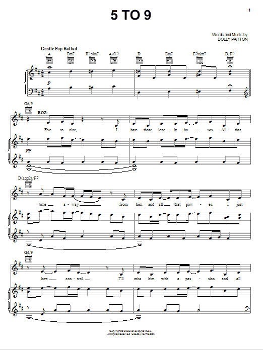 Dolly Parton 5 To 9 (from 9 to 5: The Musical) Sheet Music