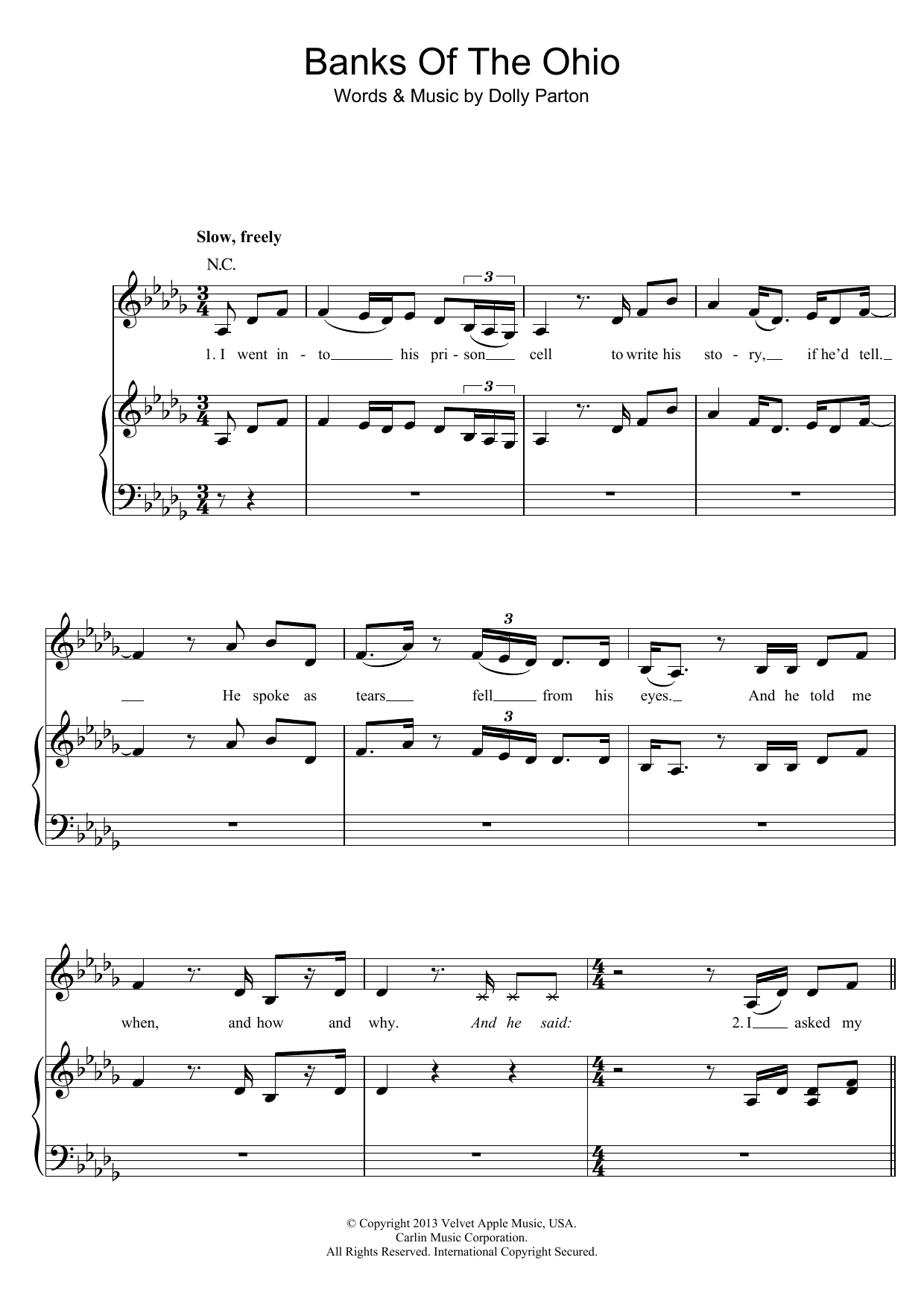 Dolly Parton Banks Of The Ohio Sheet Music
