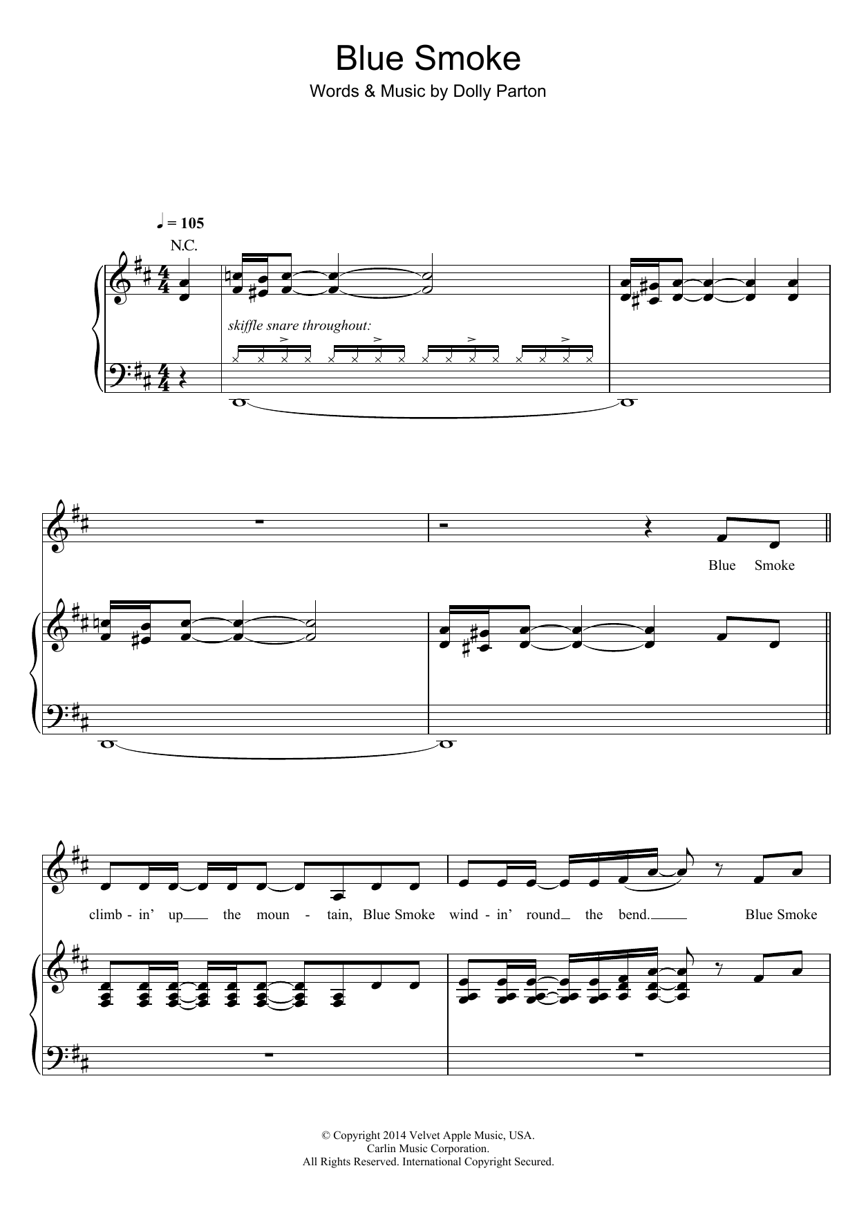 Dolly Parton Blue Smoke Sheet Music