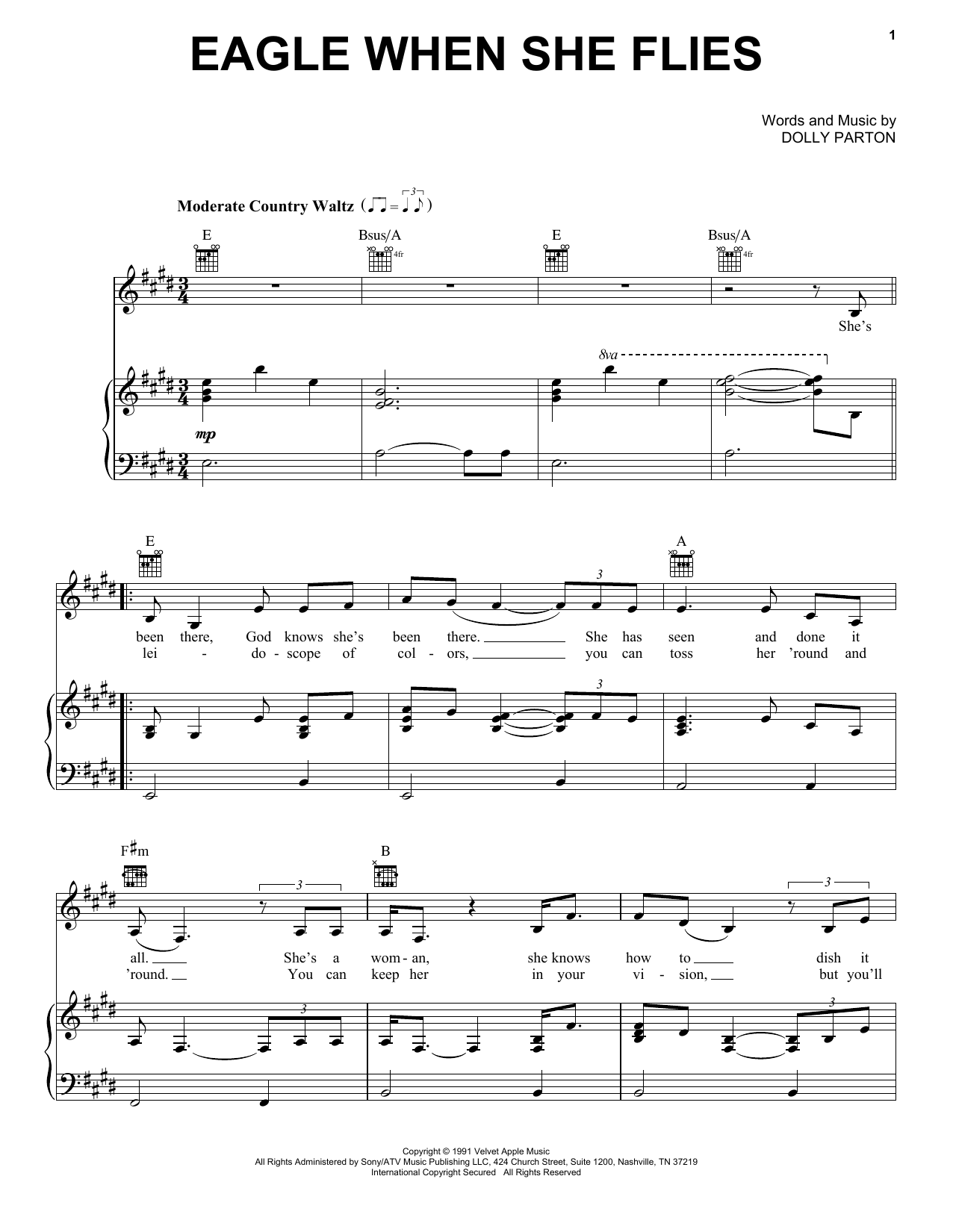 Dolly Parton Eagle When She Flies Sheet Music