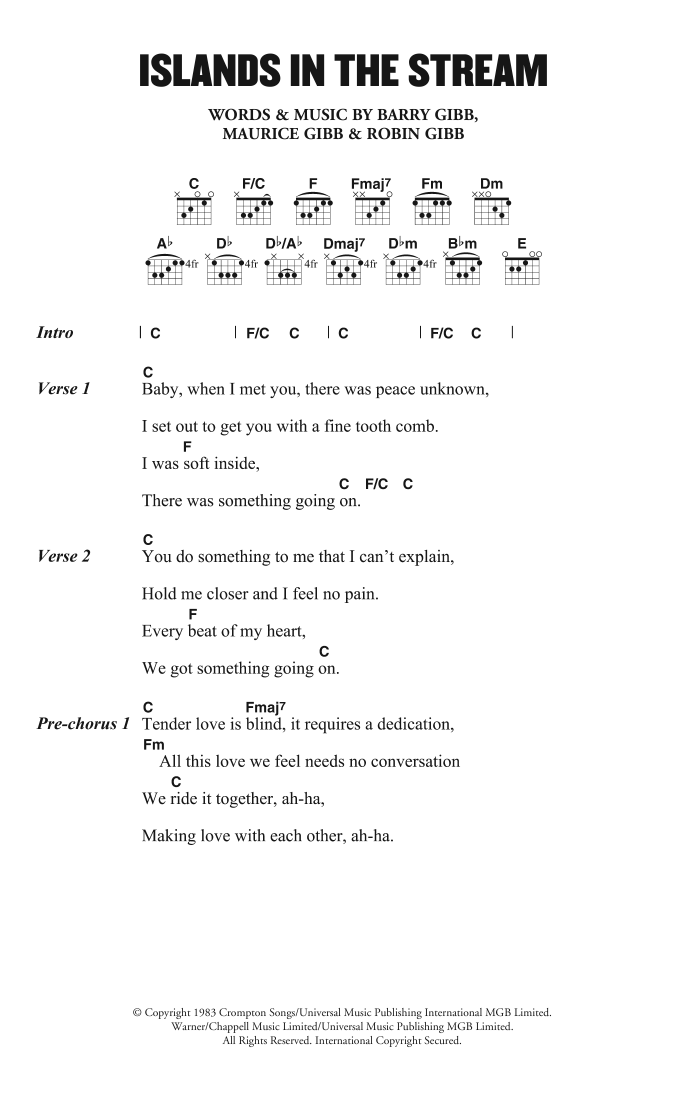 Dolly Parton Islands In The Stream Sheet Music