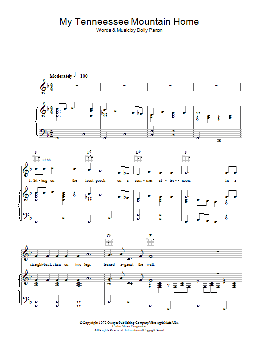 Dolly Parton My Tennessee Mountain Home Sheet Music