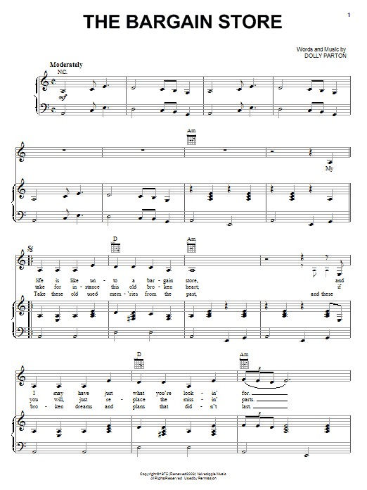 Dolly Parton The Bargain Store Sheet Music