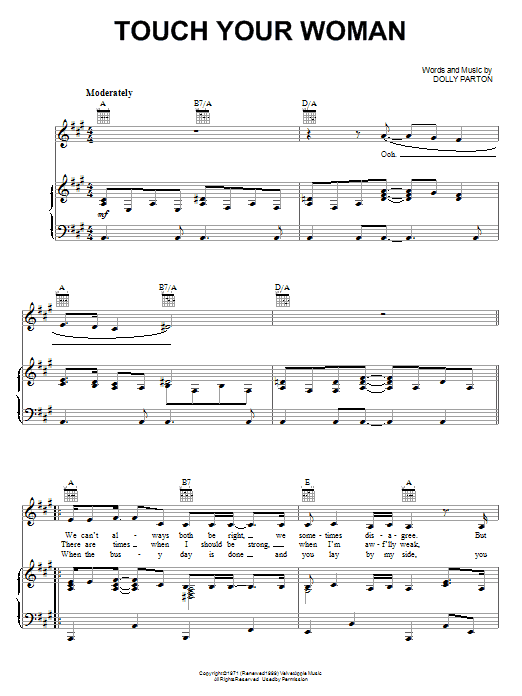 Dolly Parton Touch Your Woman Sheet Music
