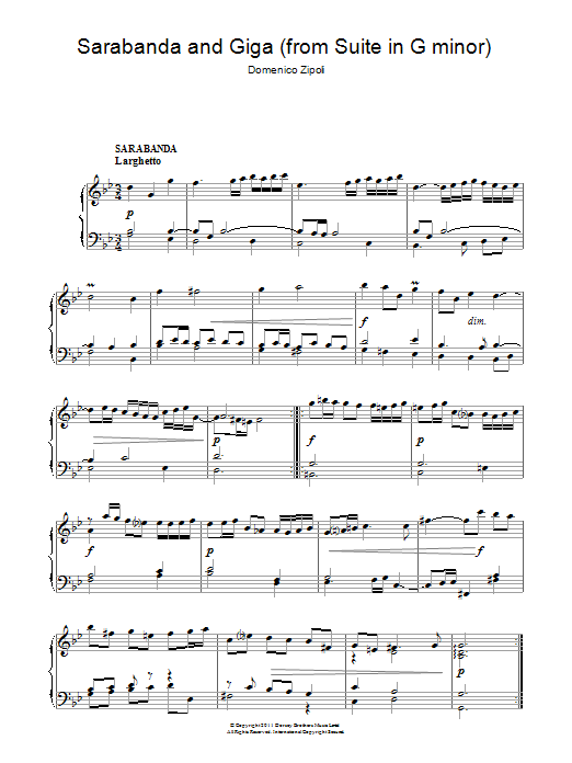Domenico Zipoli Sarabanda And Giga (from The Suite In G Minor) Sheet Music