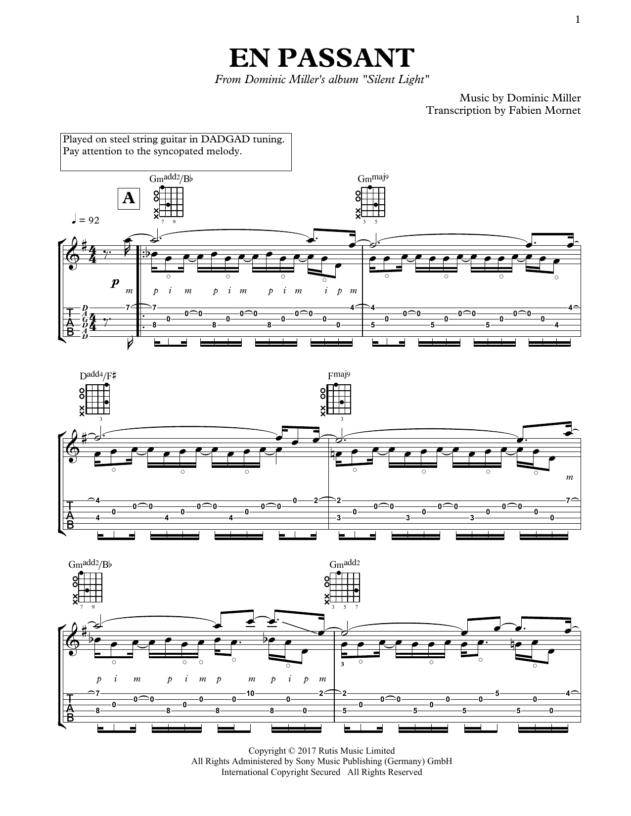 Dominic Miller En passant Sheet Music