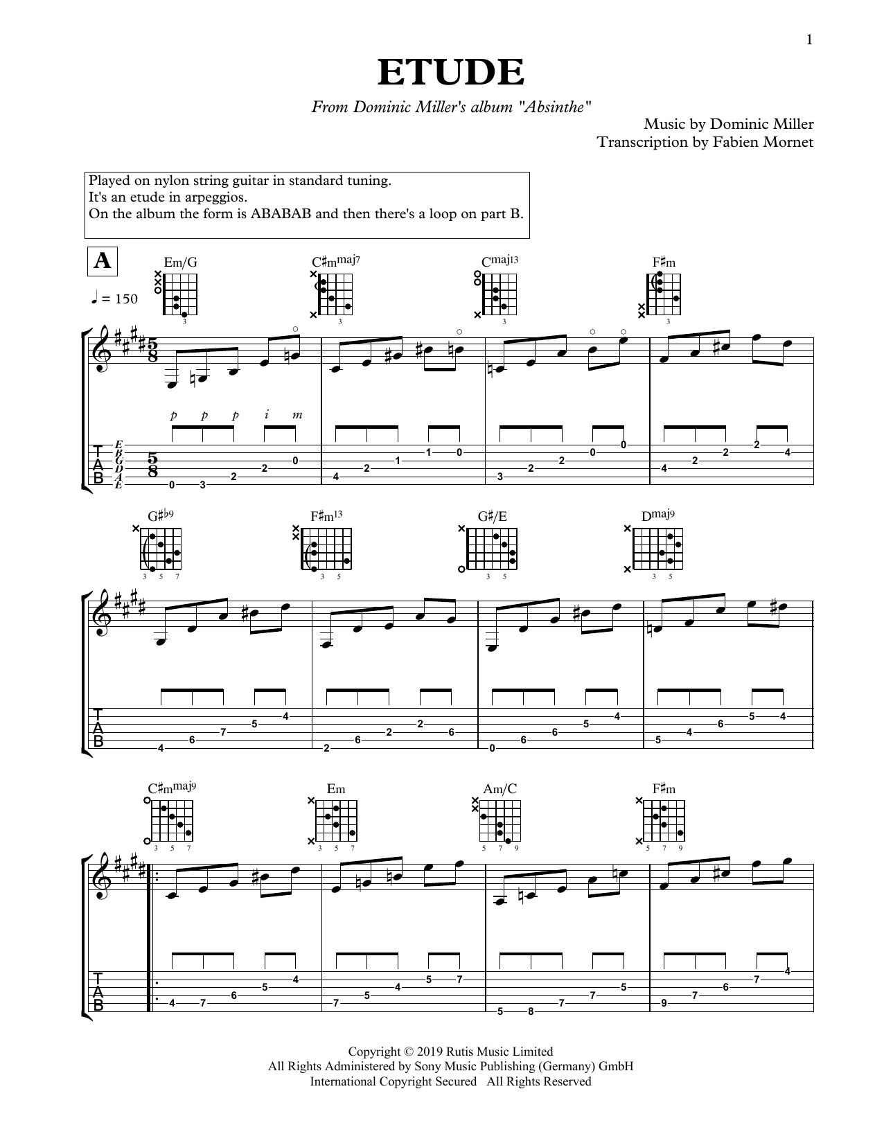Dominic Miller Étude Sheet Music
