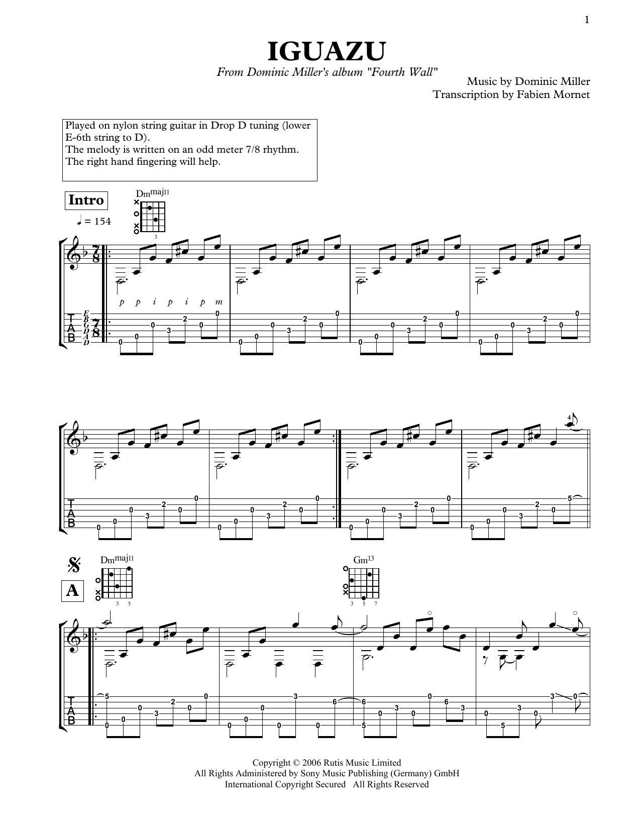 Dominic Miller Iguazu Sheet Music