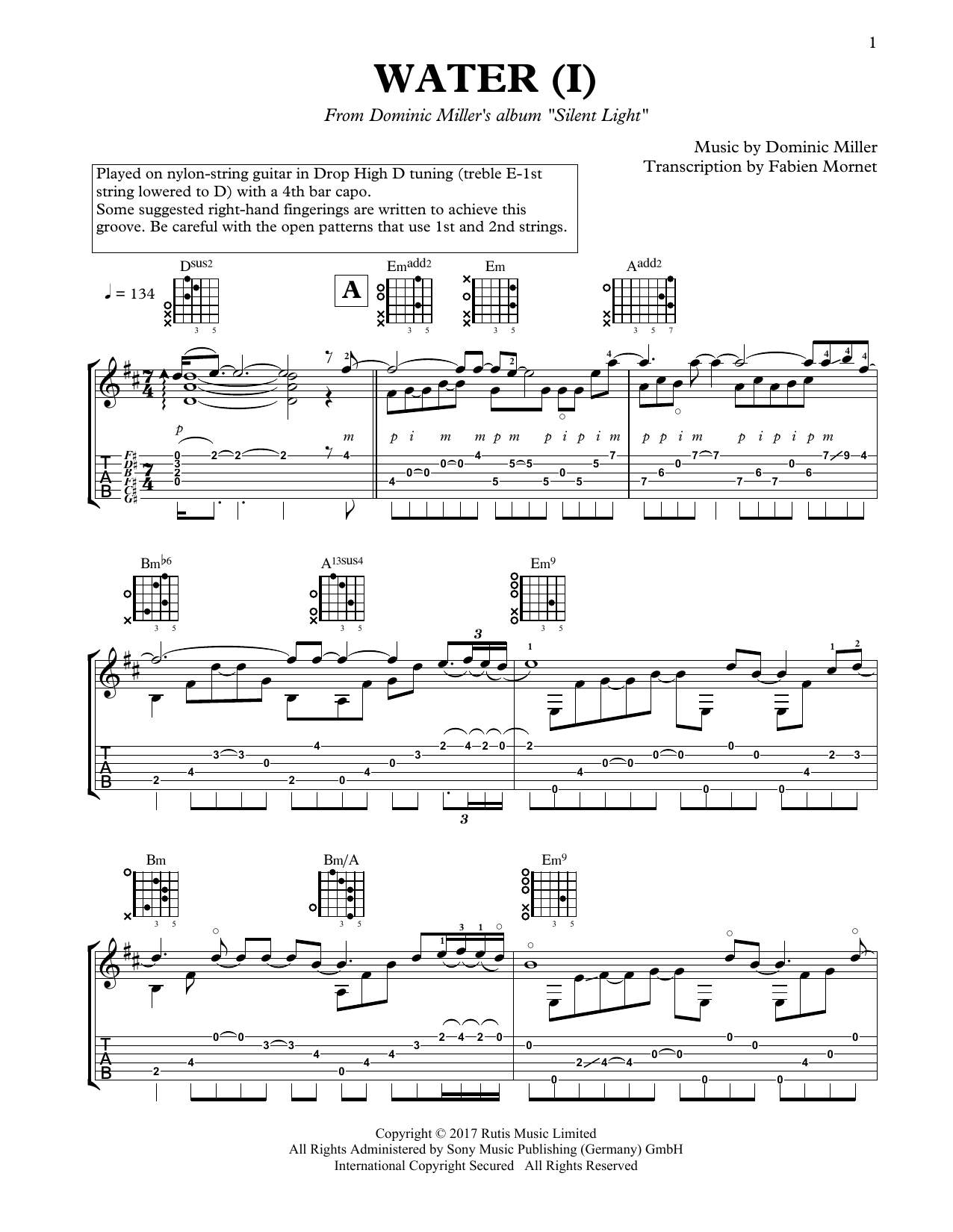 Dominic Miller Water (I) Sheet Music