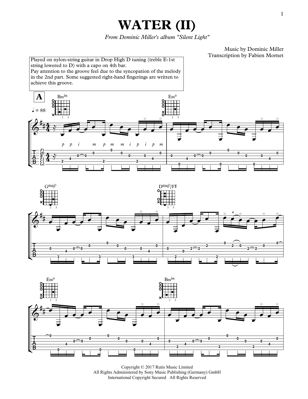 Dominic Miller Water (II) Sheet Music