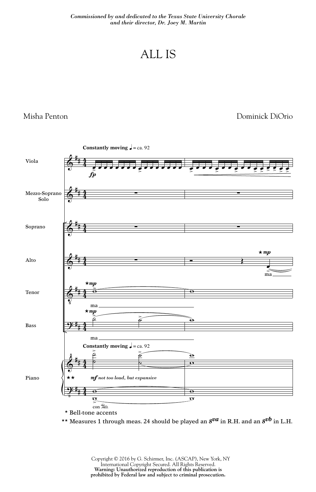 Dominick DiOrio All Is Sheet Music