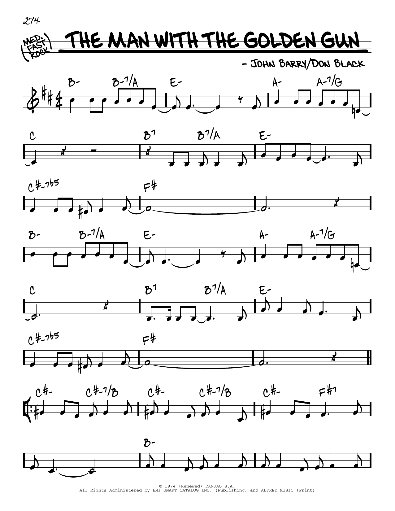Don Black The Man With The Golden Gun Sheet Music