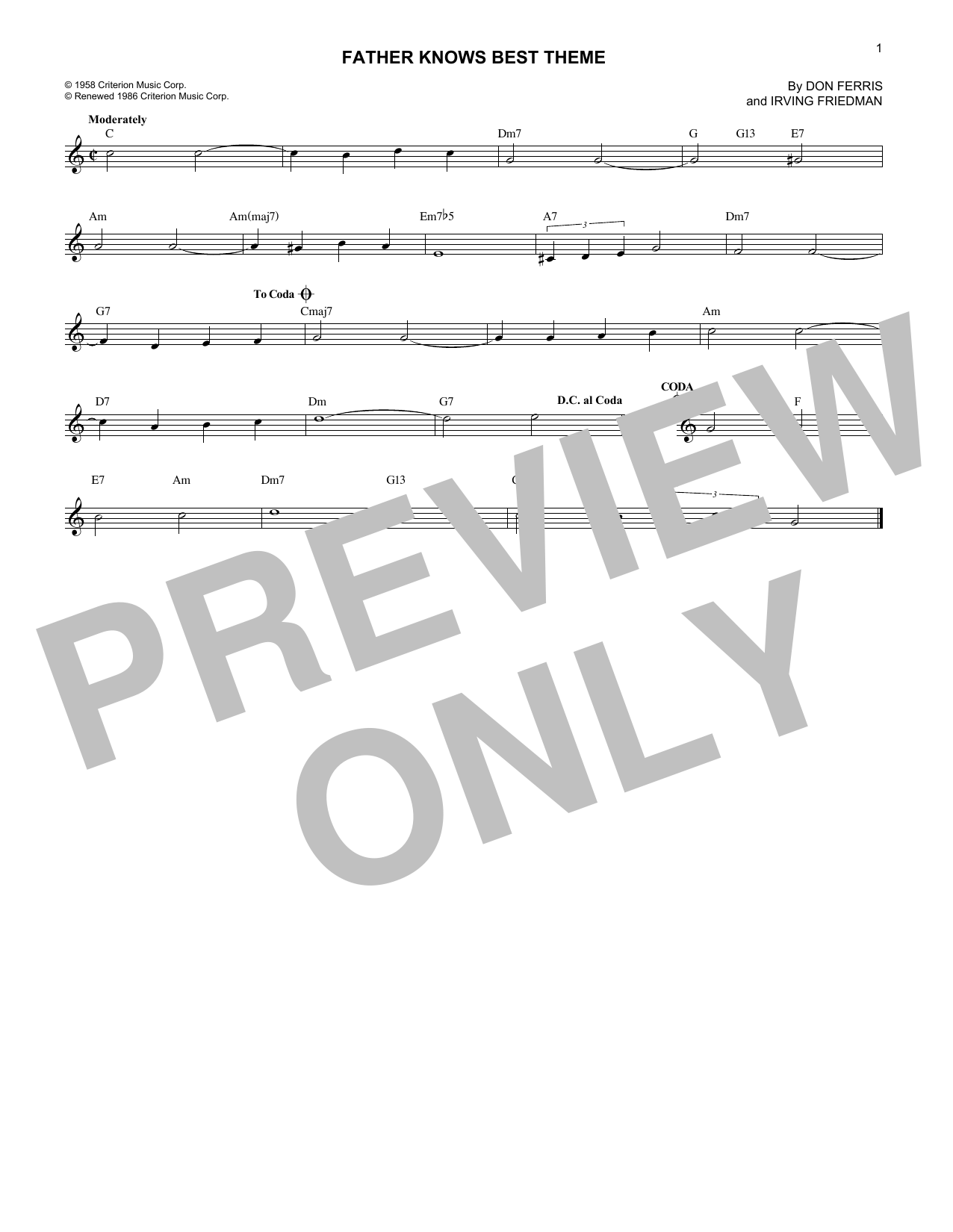 Don Ferris Father Knows Best Theme Sheet Music