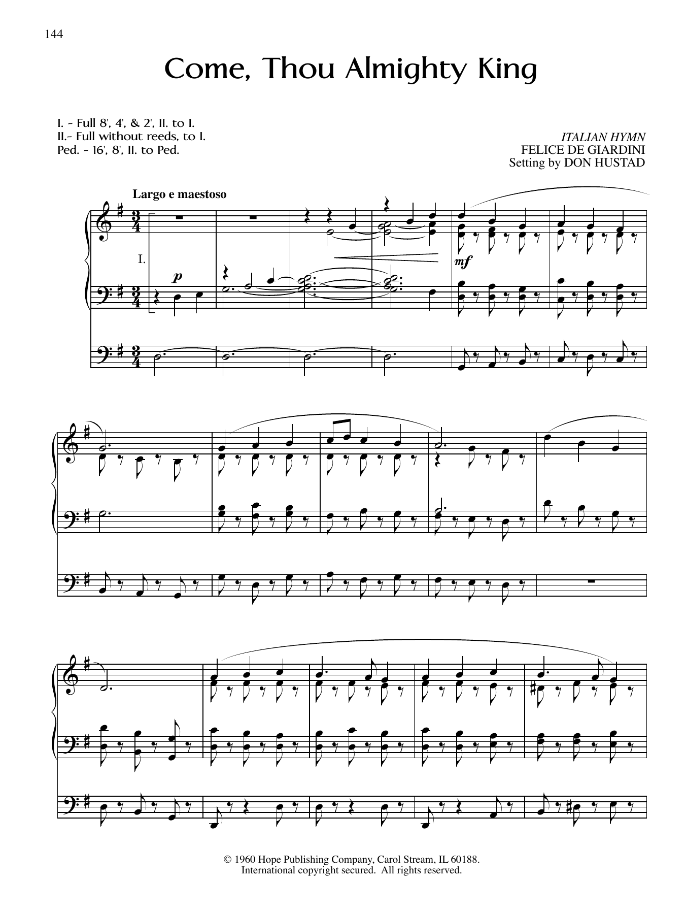 Don Hustad Come, Thou Almighty King Sheet Music