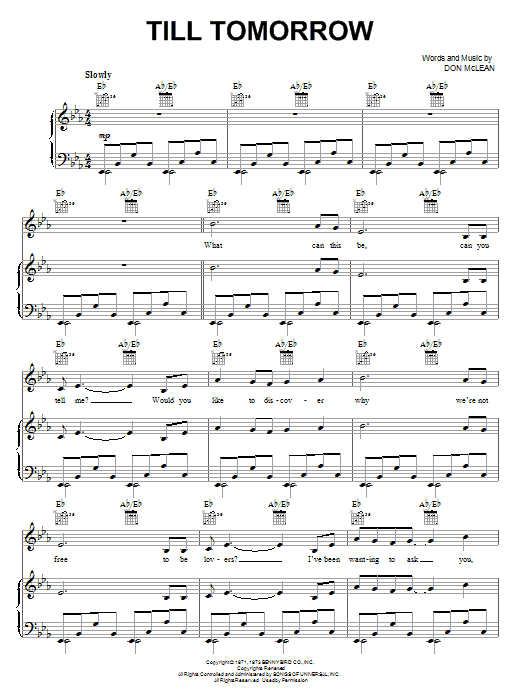 Don McLean Till Tomorrow Sheet Music