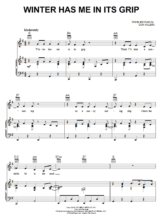 Don McLean Winter Has Me In Its Grip Sheet Music