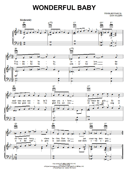 Don McLean Wonderful Baby Sheet Music