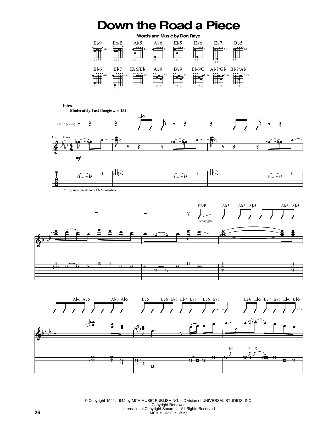 Don Raye Down The Road A Piece Sheet Music