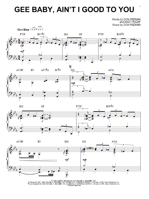Don Redman Gee Baby, Ain't I Good To You (arr. Brent Edstrom) Sheet Music